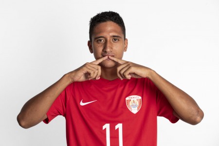 ASUNCION, PARAGUAY - NOVEMBER 17: Heirauarii Salem poses during the Tahiti team presentation prior to the FIFA Beach Soccer World Cup Paraguay 2019 on November 17, 2019 in Asuncion, Paraguay. (Photo by Hector Vivas - FIFA/FIFA via Getty Images)
