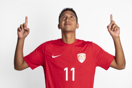 ASUNCION, PARAGUAY - NOVEMBER 17: Heirauarii Salem poses during the Tahiti team presentation prior to the FIFA Beach Soccer World Cup Paraguay 2019 on November 17, 2019 in Asuncion, Paraguay. (Photo by Hector Vivas - FIFA/FIFA via Getty Images)