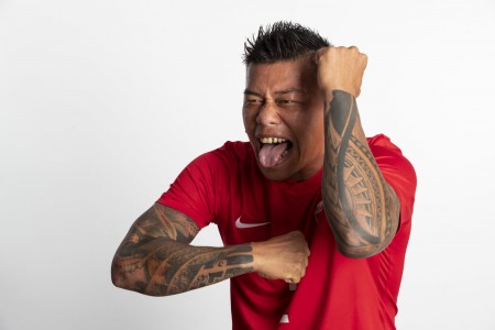 ASUNCION, PARAGUAY - NOVEMBER 17: Angelo Tchen poses during the Tahiti team presentation prior to the FIFA Beach Soccer World Cup Paraguay 2019 on November 17, 2019 in Asuncion, Paraguay. (Photo by Hector Vivas - FIFA/FIFA via Getty Images)